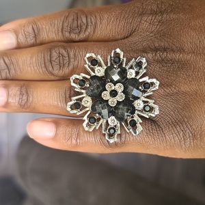 Black & Silver Cocktail Ring